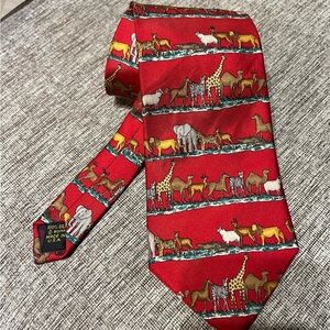 Red Animal Print Silk Tie Alynn